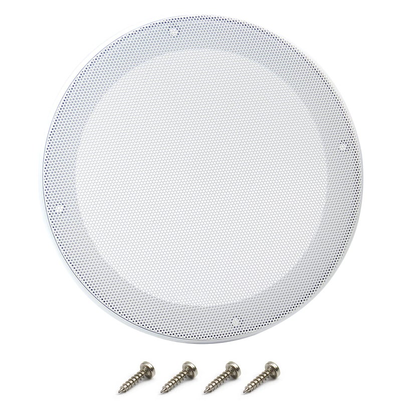 Fielect غطاء شبكة مكبر الصوت Fielect 6.5" دائري مزخرف بإطار معدني أبيض لغطاء سوب ووفر مع 4 براغي - Image 1